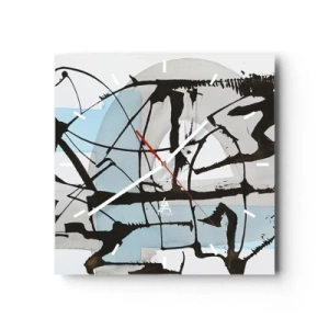 Ceas de perete - Ceas pe sticlă - Cu toate acestea, albastru - 30x30 cm