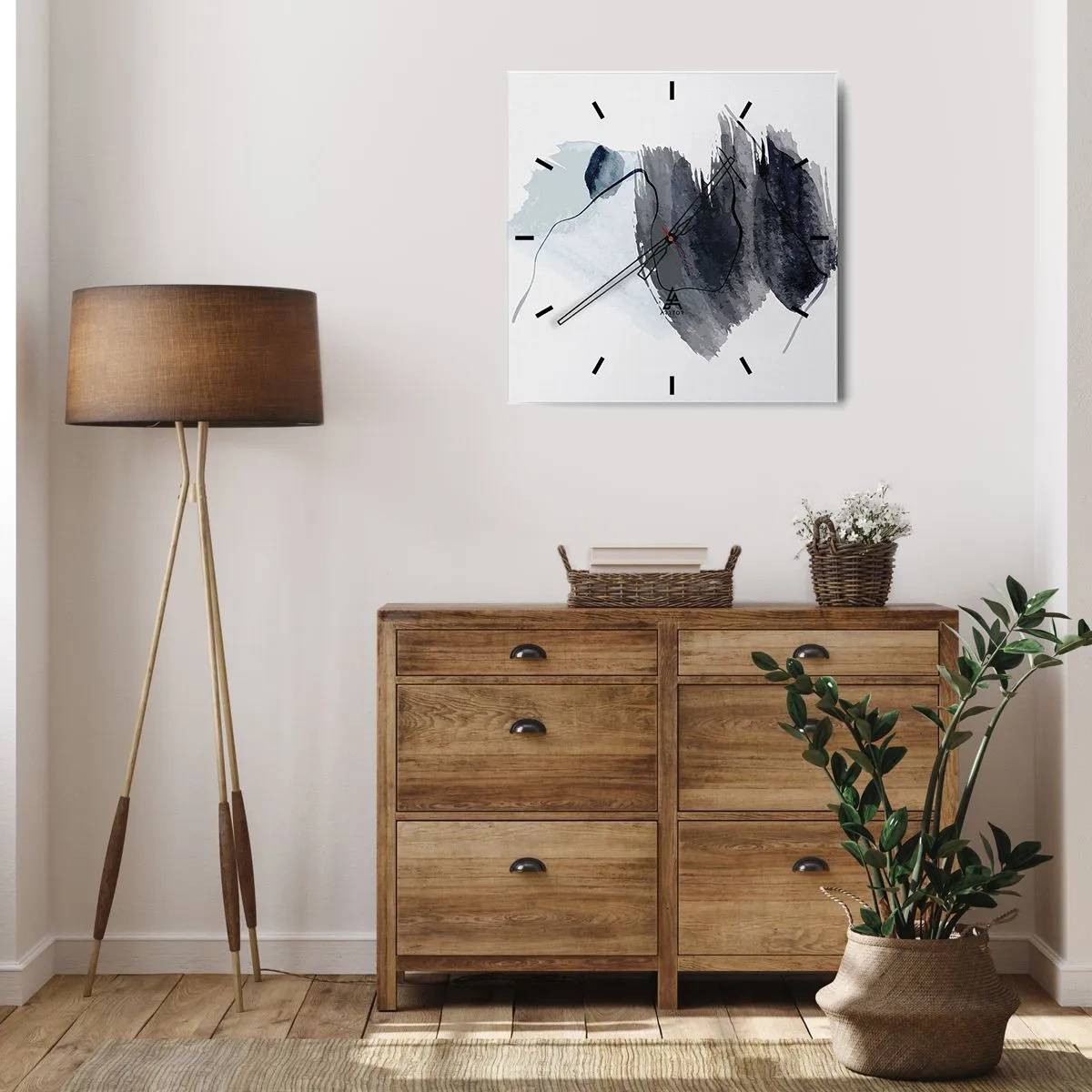 Ceas de perete - Ceas pe sticlă - Intensitate și mișcare - 30x30 cm