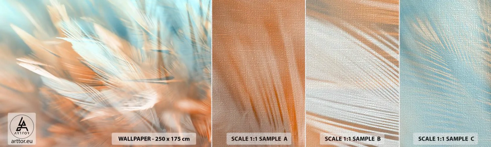 Mostră tapet Premium Canvas - În țara blândeții - Delicat, pene, Minimalism - 100x30 cm