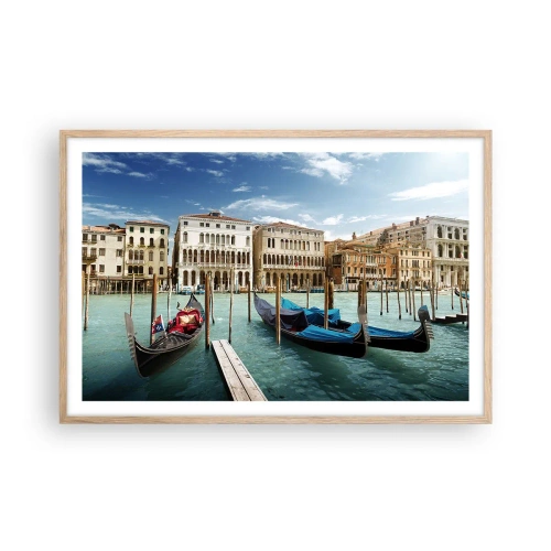 Poster în ramă de stejar deschis - Palate în albastru - 91x61 cm