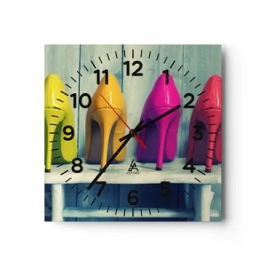 Ceas de perete - Ceas pe sticlă - Mergând pe un curcubeu - 30x30 cm