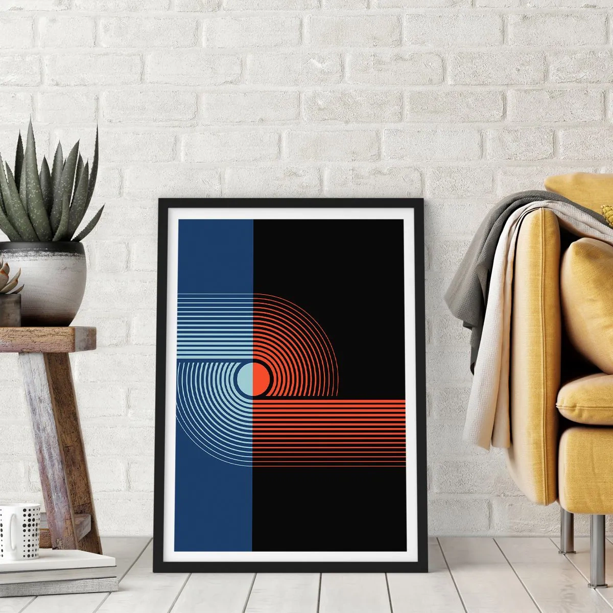Poster în ramă neagră - Într-o îmbrăţişare geometrică - 61x91 cm