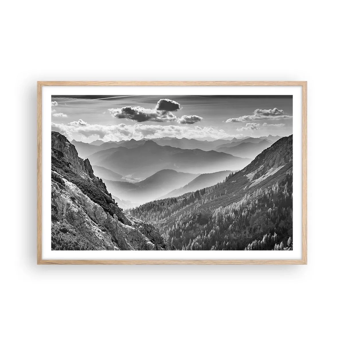 Poster în ramă de stejar deschis - Dincolo de orizont - 91x61 cm