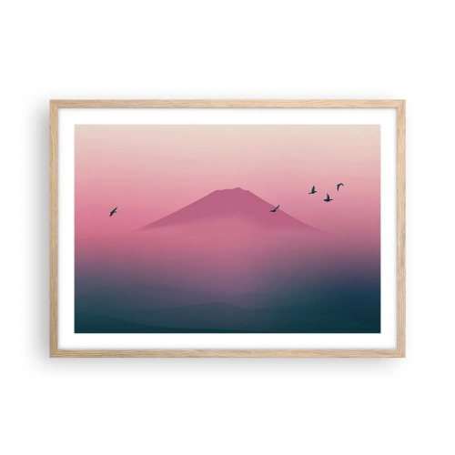 Poster în ramă de stejar deschis - Călători deasupra norilor - 70x50 cm