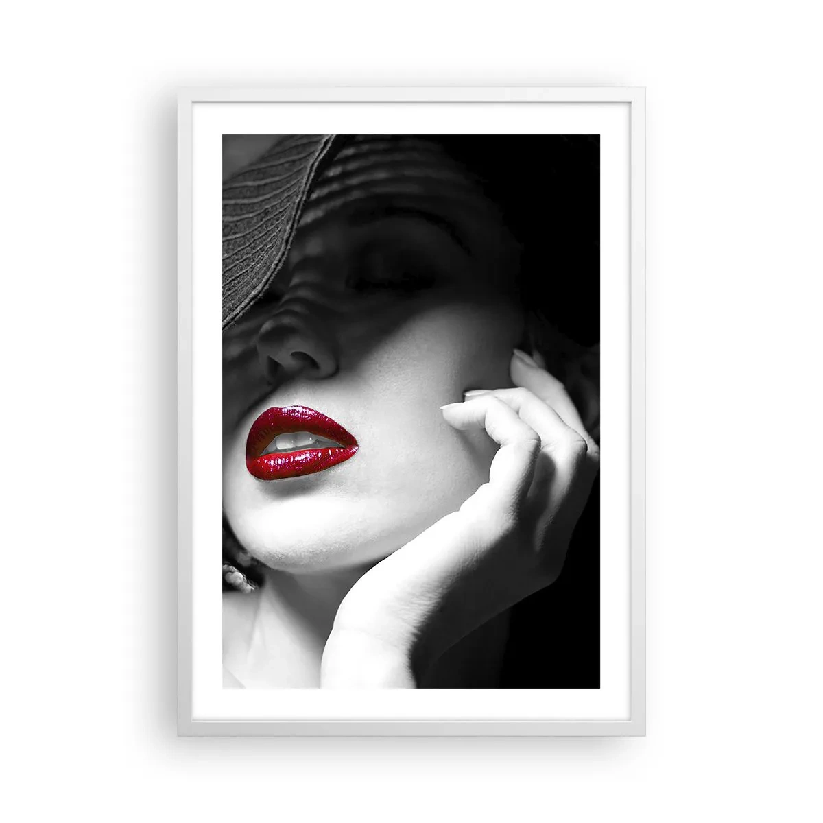 Poster în ramă albă - Studiu în stacojiu - 50x70 cm