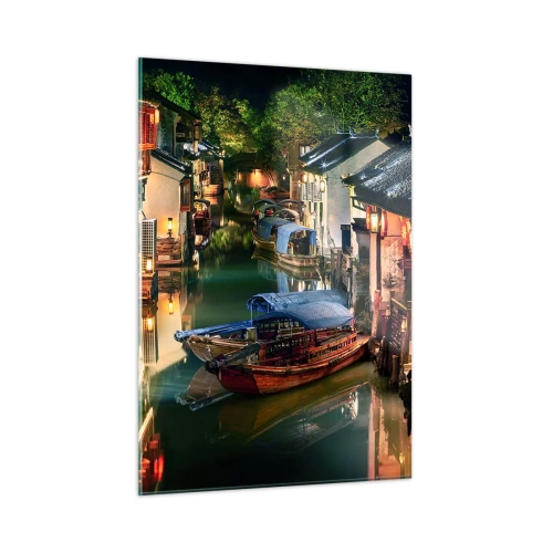 Tablou pe sticlă - O seară pe o stradă chinezească - 50x70 cm