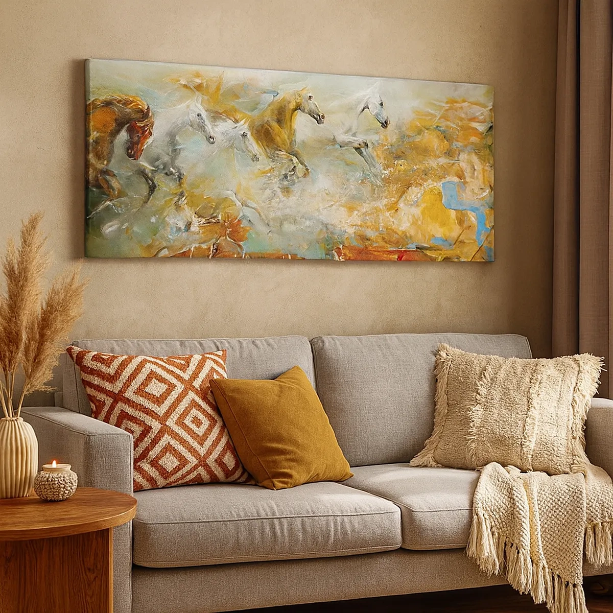 Tablou pe pânză - Galopând prin lumină - 30x30 cm