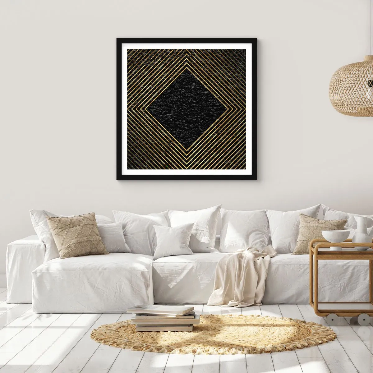 Poster în ramă neagră - Geometrie în stil glamour - 60x60 cm