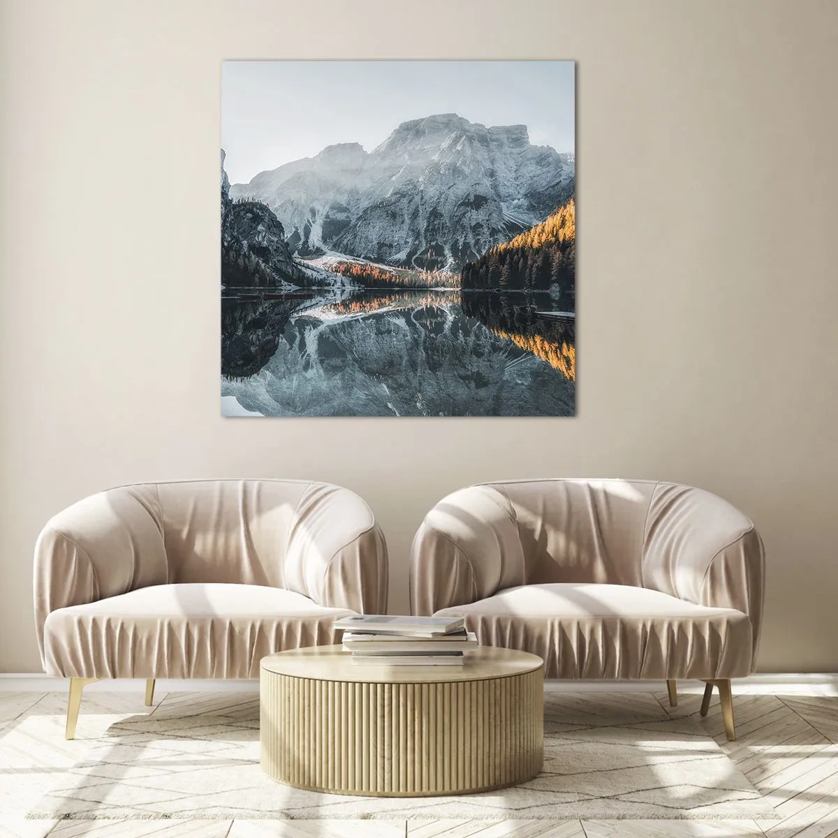 Tablou pe sticlă - Peisaj în oglindă - 40x40 cm