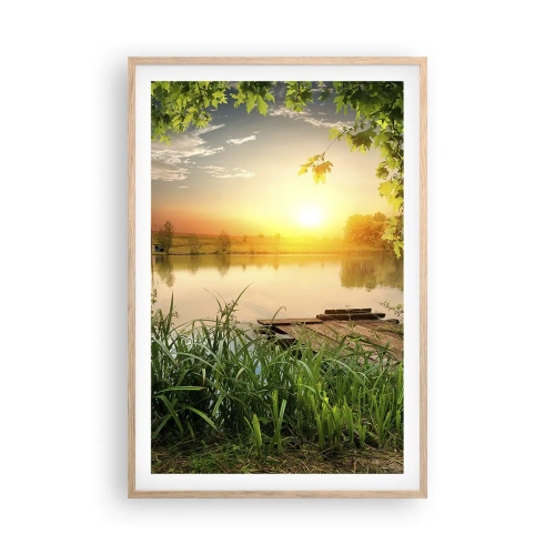 Poster în ramă de stejar deschis - Peisaj într-un cadru verde - 61x91 cm