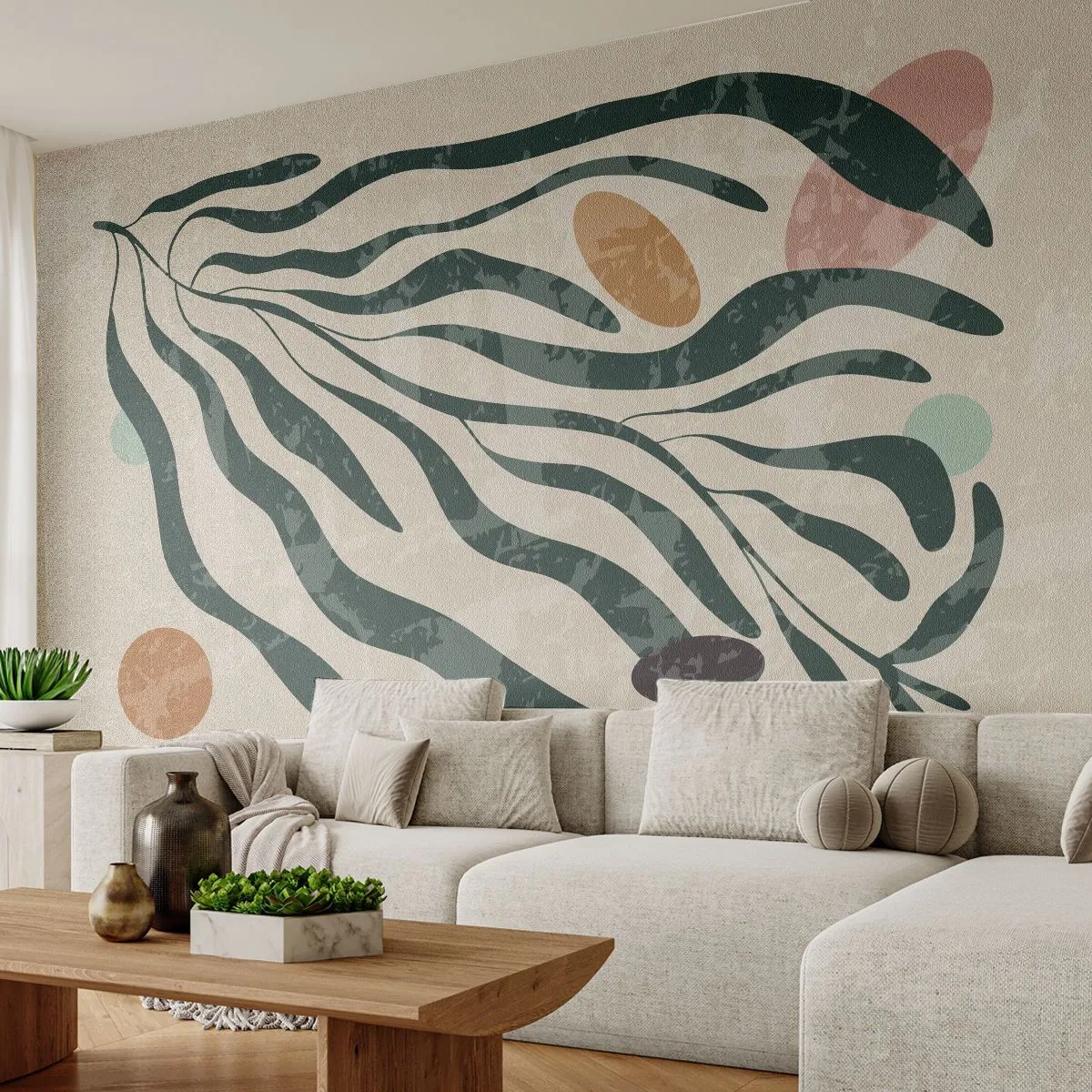 Tapet Premium Sand - În mijlocul vegetației - Boho, Plantă, Modern - 400x280 cm