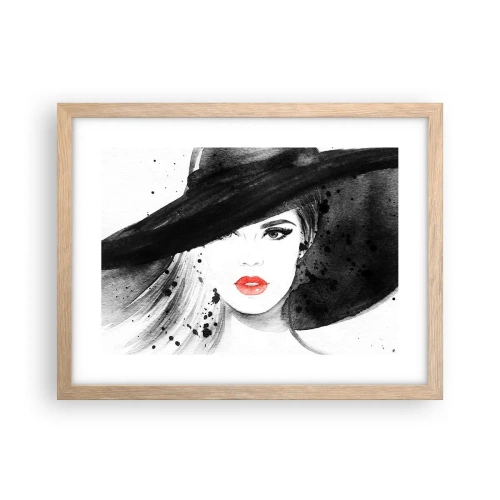 Poster în ramă de stejar deschis - Doamna în negru - 40x30 cm