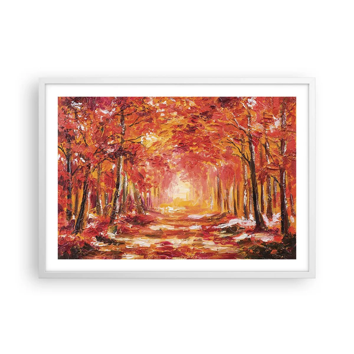 Poster în ramă albă - Pădurea de cupru - 70x50 cm