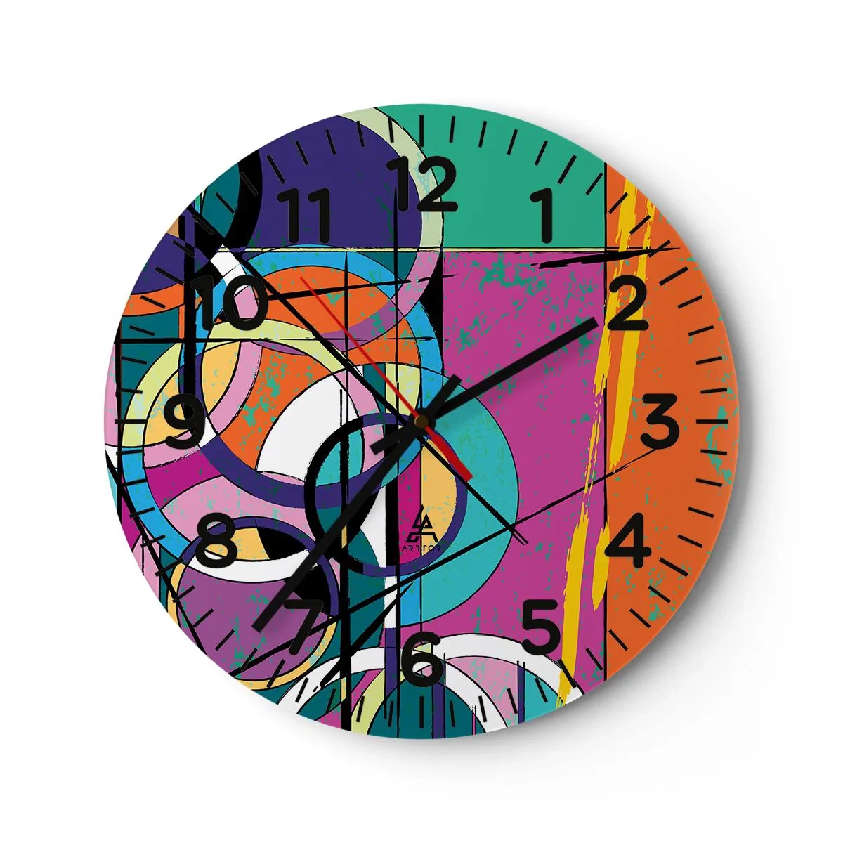 Ceas de perete - Ceas pe sticlă - Roată cu roată - 30x30 cm