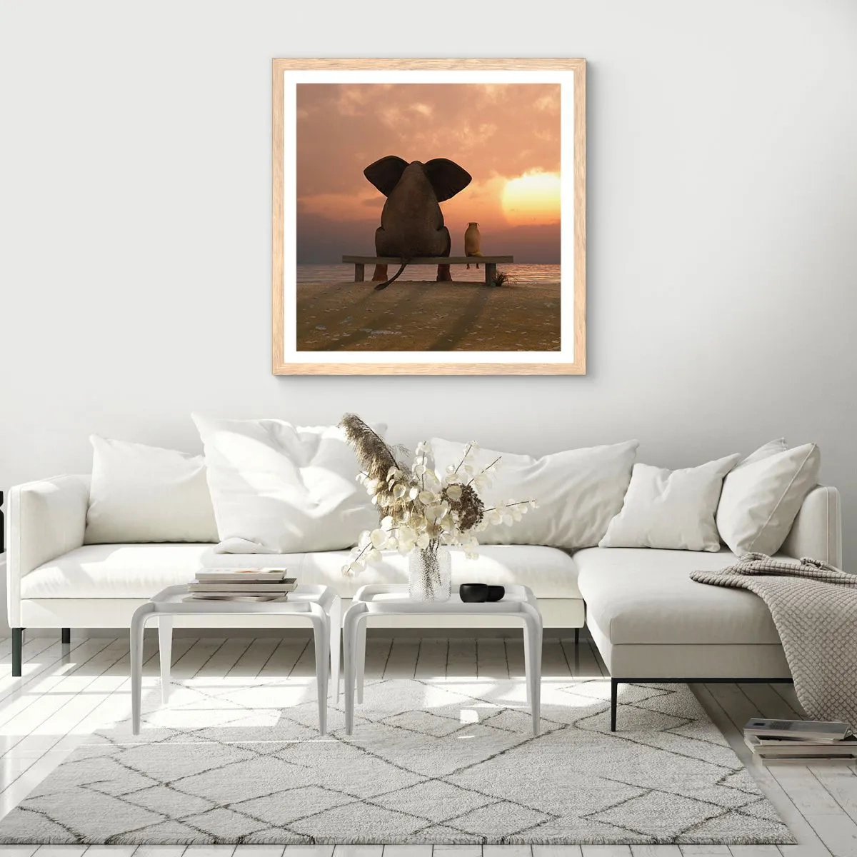 Poster în ramă de stejar deschis - Este bine să tăcem împreună - 40x40 cm