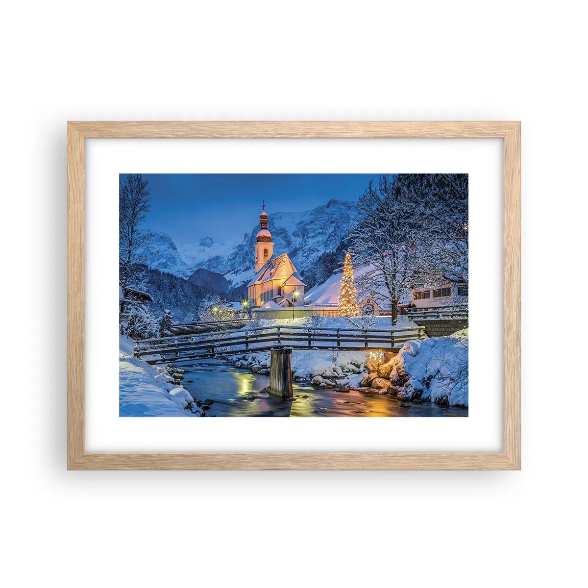 Poster în ramă de stejar deschis - Spiritul Crăciunului - 40x30 cm