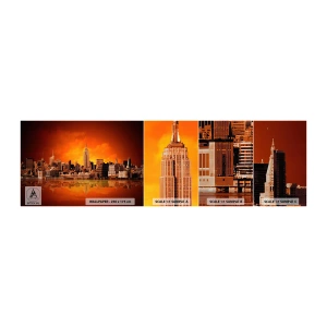 Mostră tapet autocolant Deluxe Sticker - Panorama unui oraș mare în galben și maro - New York, Arhitectură, Oraș - 100x30 cm