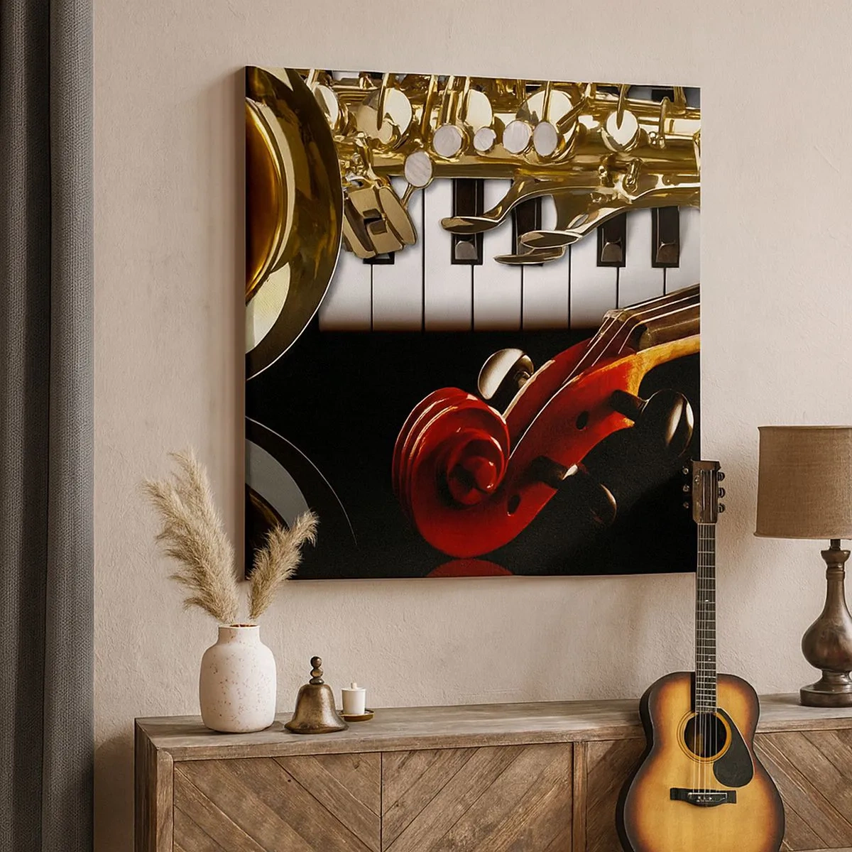 Tablou pe pânză - Tablă, lemn și fildeș - 30x30 cm