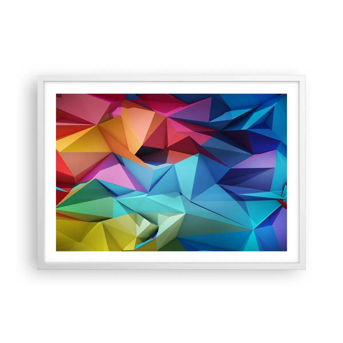 Poster în ramă albă - Origami de curcubeu - 70x50 cm