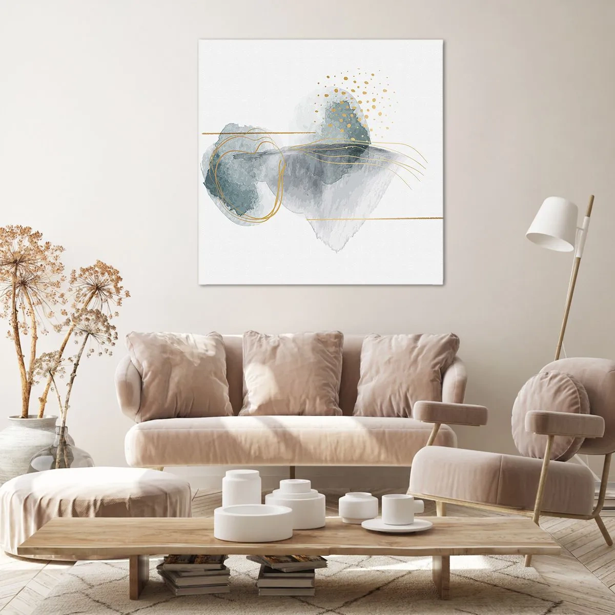 Tablou pe pânză - Despre relația dintre gri și auriu - 70x70 cm