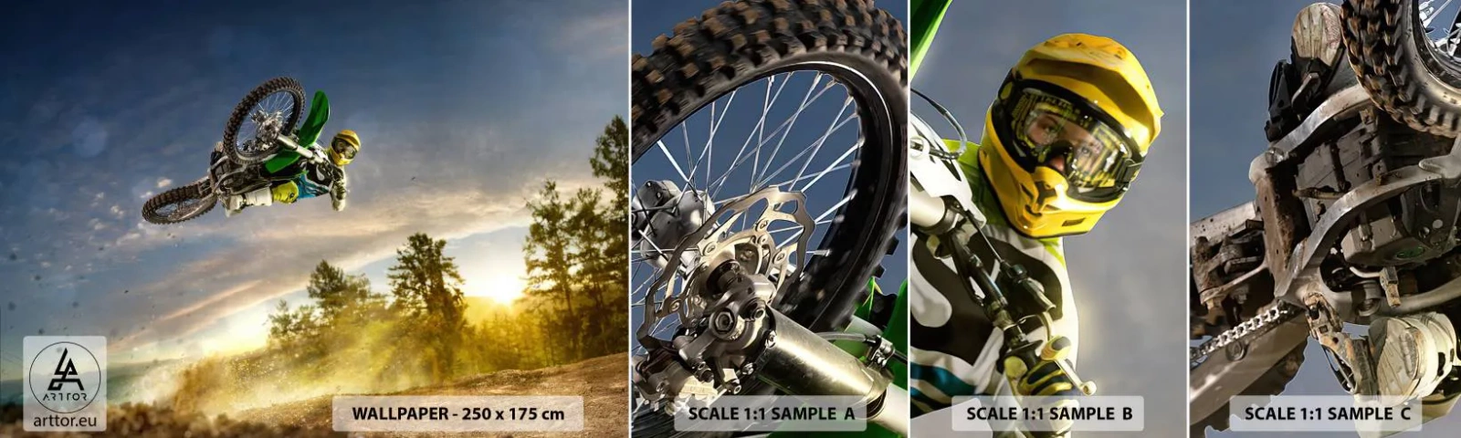 Mostră de Tapet Standard Eco - Porniți emoțiile! - Sport, Motocicletă, Motocross - 100x30 cm