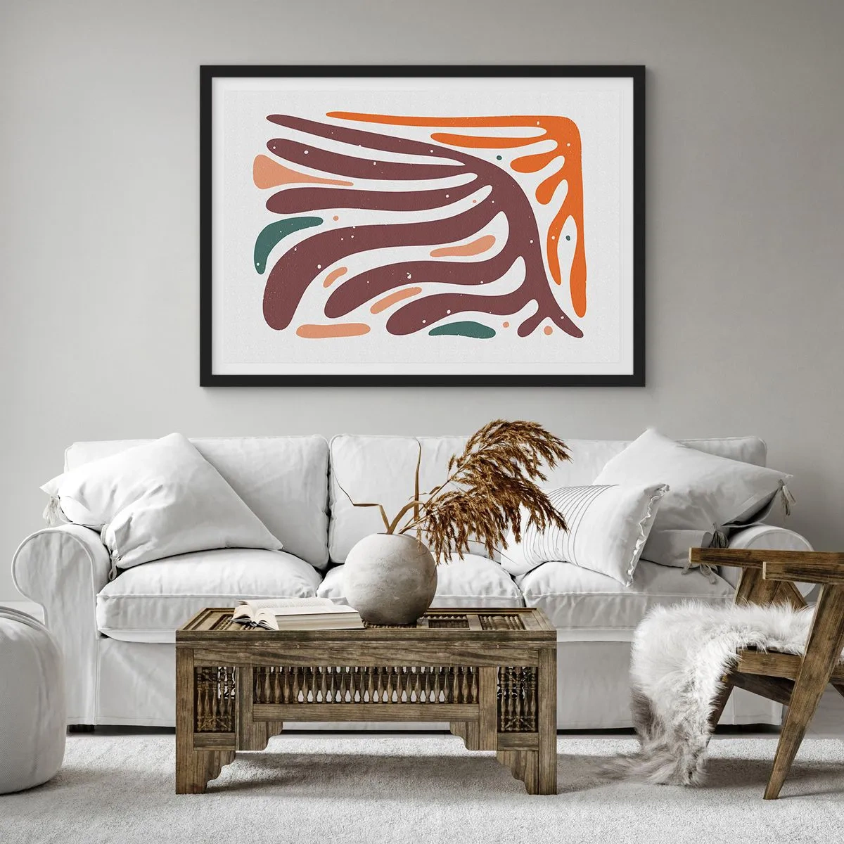 Poster în ramă neagră - Compoziție organică radială - 70x50 cm