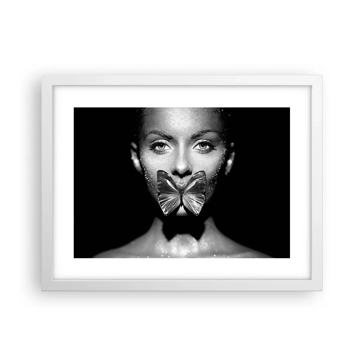 Poster în ramă albă - Sărut de fluture - 40x30 cm