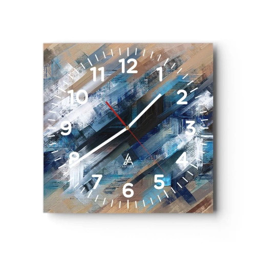 Ceas de perete - Ceas pe sticlă - Pe o pantă albastră - 40x40 cm
