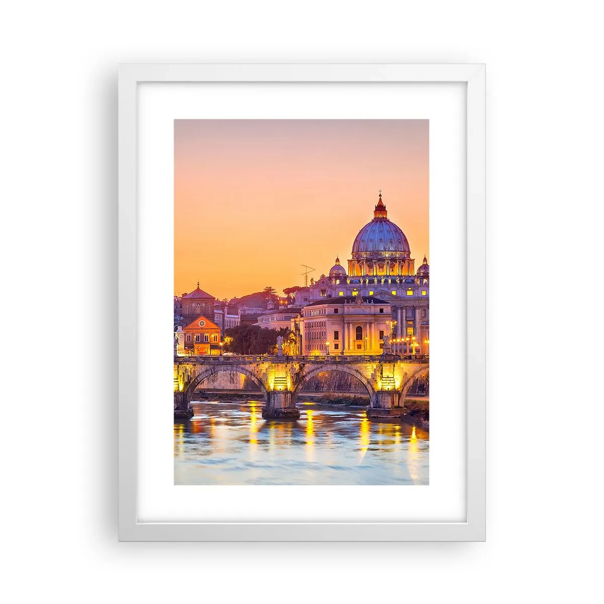 Poster în ramă albă - Amurg deasupra Orașului Etern - 30x40 cm
