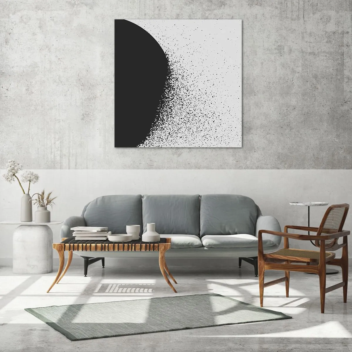Tablou pe sticlă - Mișcarea particulelor - 50x50 cm