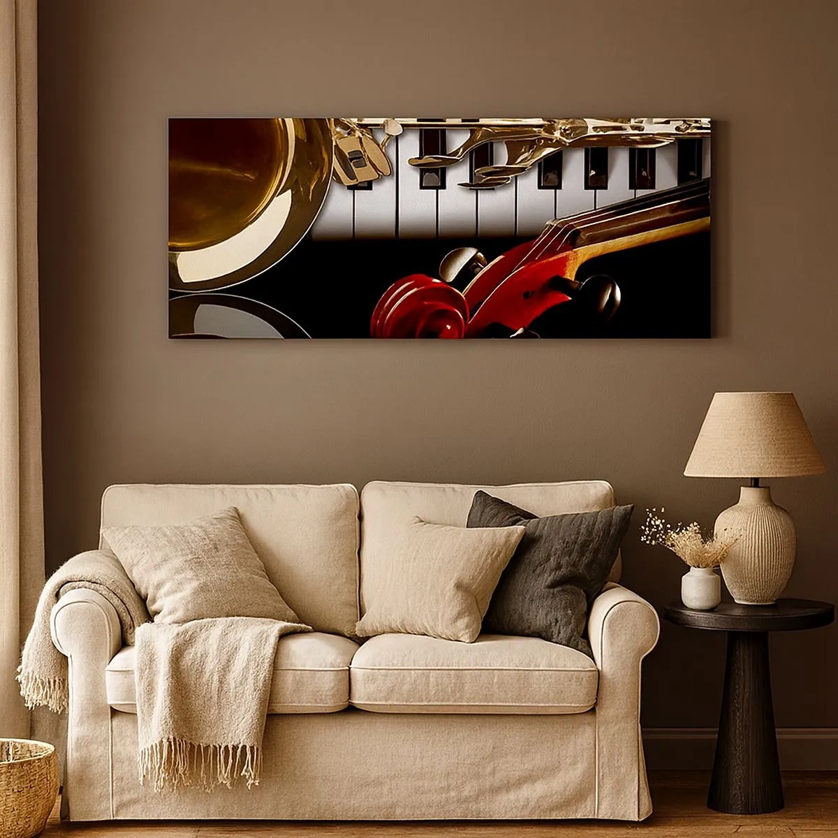 Tablou pe pânză - Tablă, lemn și fildeș - 100x40 cm