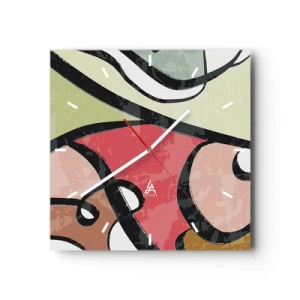 Ceas de perete - Ceas pe sticlă - Piruetă printre culori - 30x30 cm