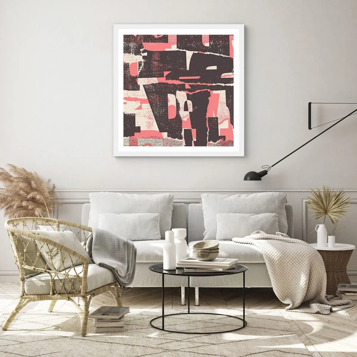 Poster în ramă albă - Toată această agitație - 40x40 cm