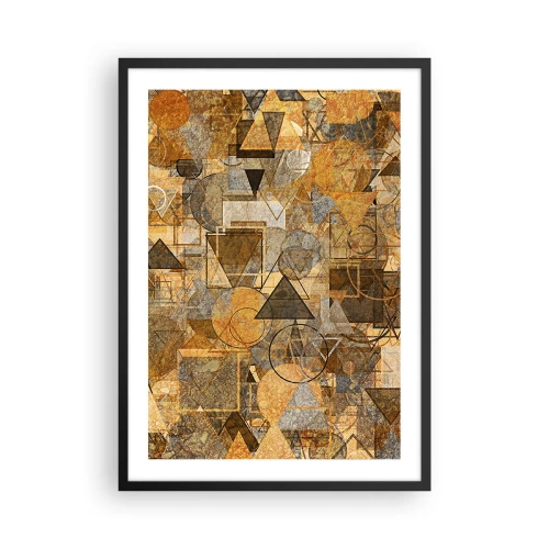 Poster în ramă neagră - Compoziție geometrică abstractă aurie - 50x70cm - Lumea băgată în formă - Decorațiune modernă pentru perete pentru living și dormitor ARTTOR