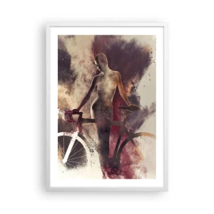 Poster în ramă albă - În forme de marmură sufletul ciclist - 50x70 cm