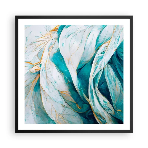 Poster în ramă neagră - Abstractul albastru cu motiv auriu - 60x60 cm