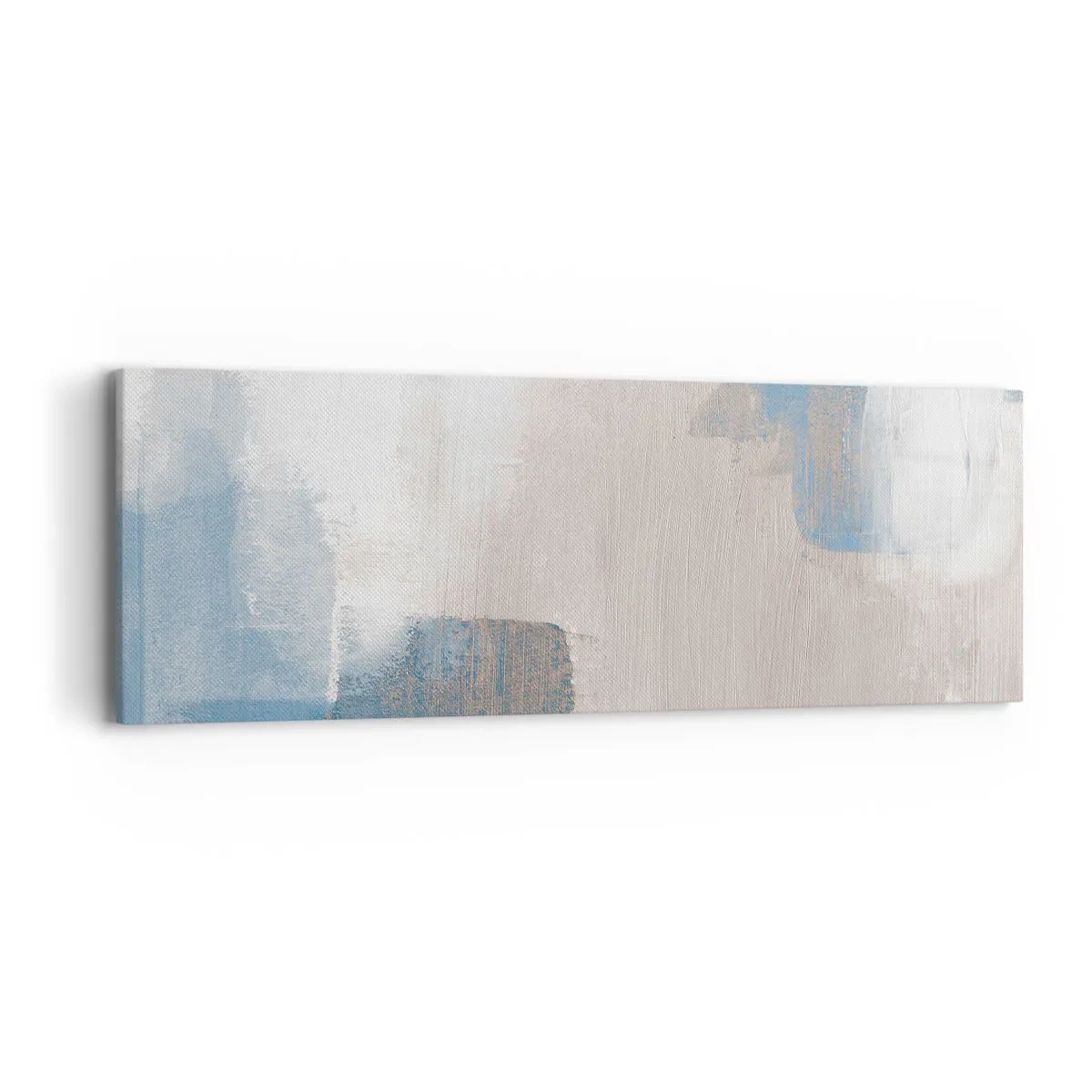 Tablou pe pânză - Abstracție roz în spatele unui voal de albastru - 90x30 cm