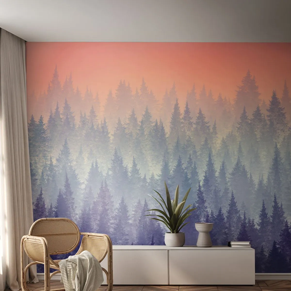 Tapet Premium Sand - Sus, mai sus, spre cer - Abstracția, pădure, Bucată - 100x70 cm