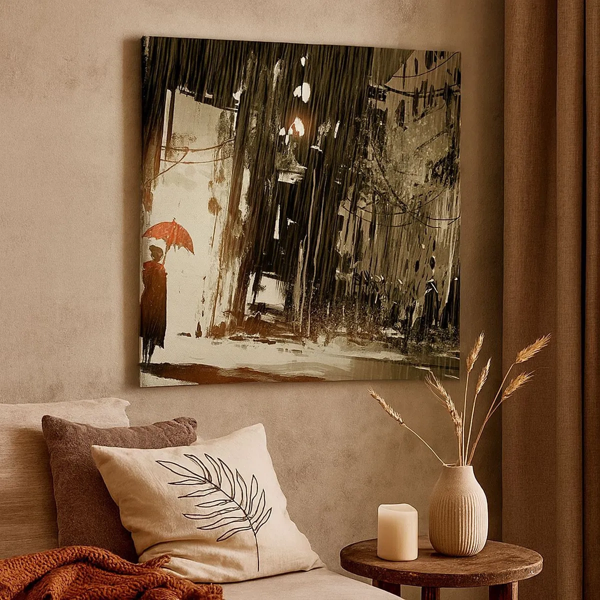 Tablou pe pânză - Poezia umbrelei roșii - 30x30 cm