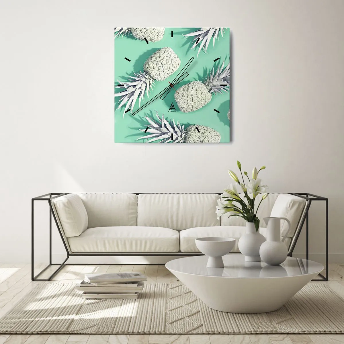 Ceas de perete - Ceas pe sticlă - Merge bine cu mentă - 30x30 cm