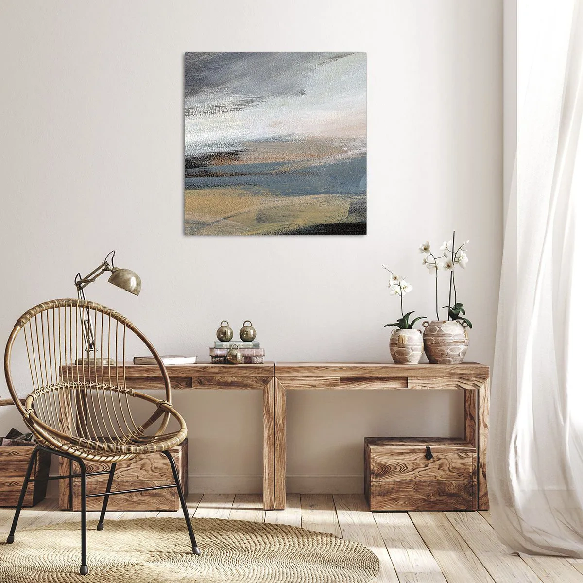 Tablou pe pânză - Abstracție: peisaj nordic - 60x60 cm