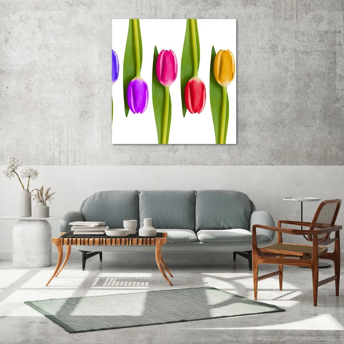 Tablou pe sticlă - Compoziție curcubeu - 50x50 cm