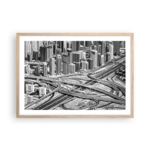 Poster în ramă de stejar deschis - Dubai - orașul imposibil - 70x50 cm