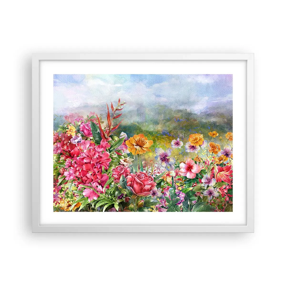 Poster în ramă albă - O grădină înnebunită - 50x40 cm