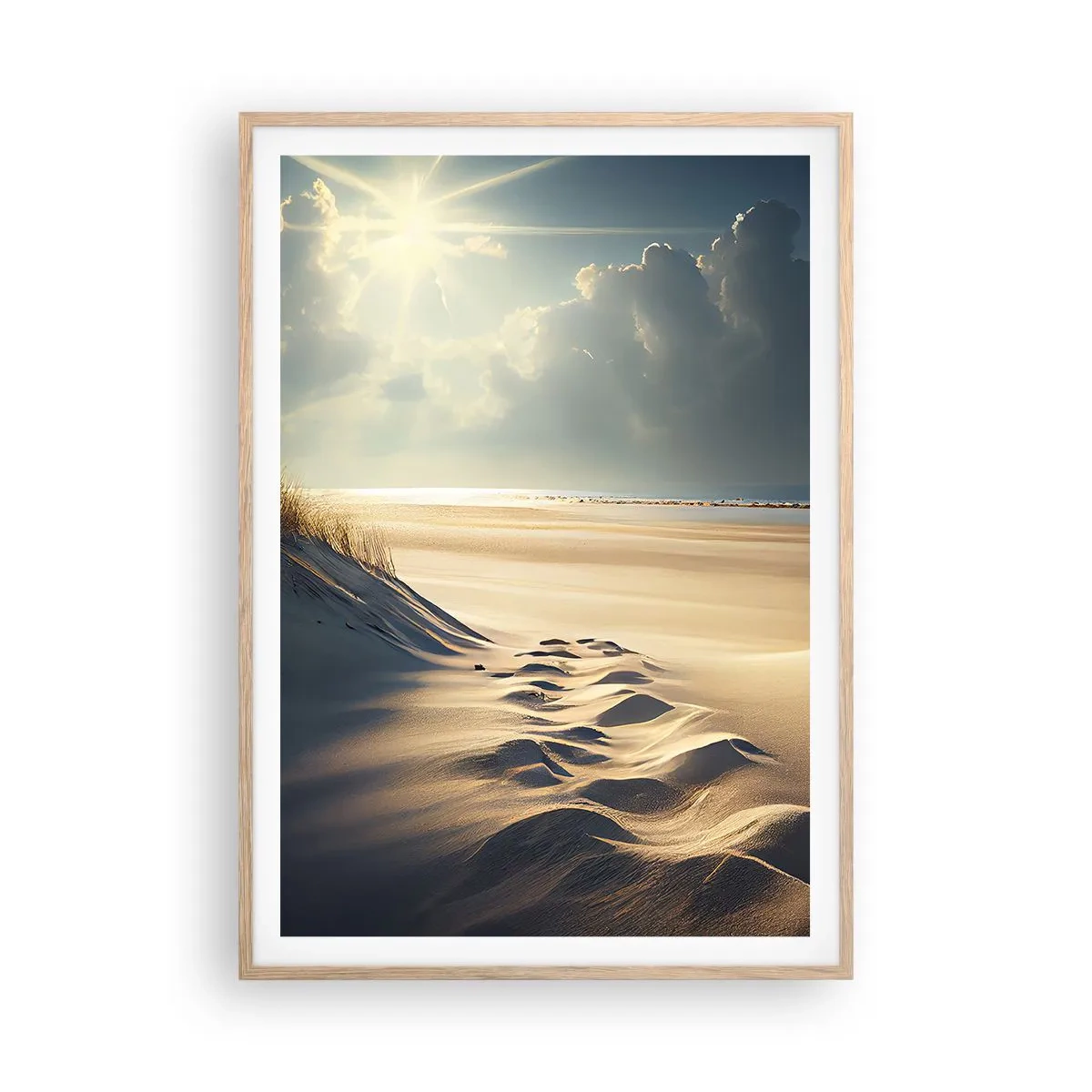 Poster în ramă de stejar deschis - Peisaj liniștitor - 70x100 cm