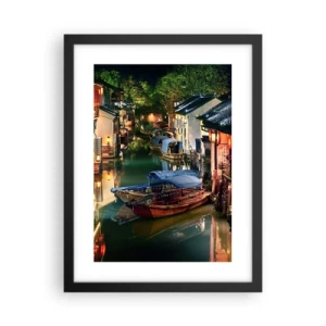 Poster în ramă neagră - O seară pe o stradă chinezească - 30x40 cm