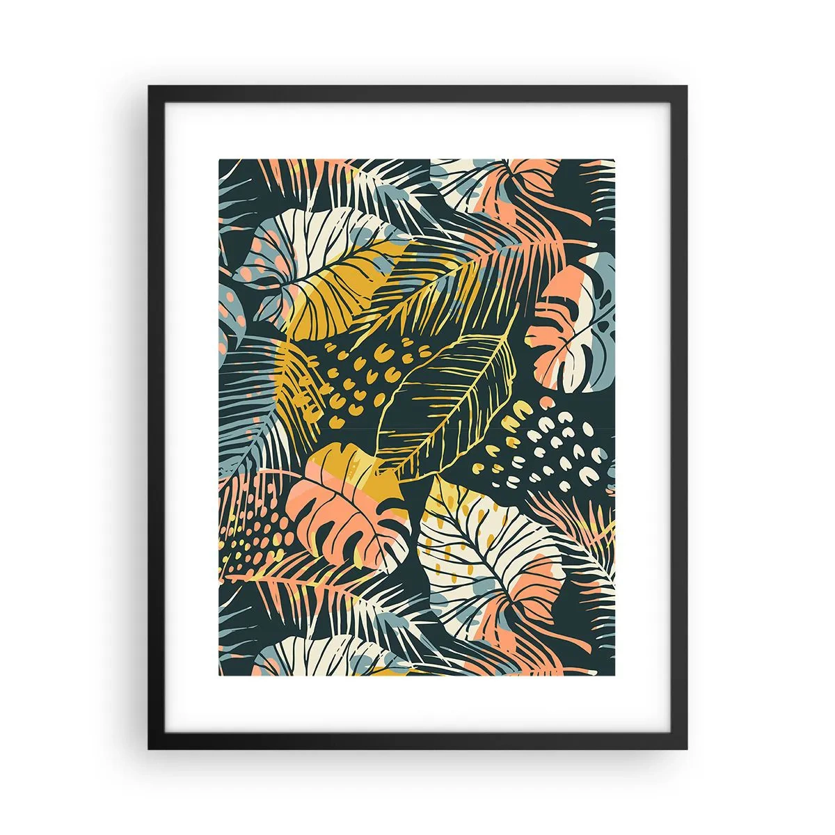 Poster în ramă neagră - Fantezie cu frunze - 40x50 cm