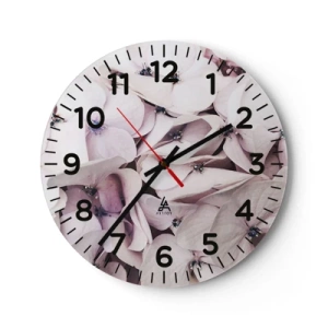 Ceas de perete - Ceas pe sticlă - Într-un potop de flori - 40x40 cm