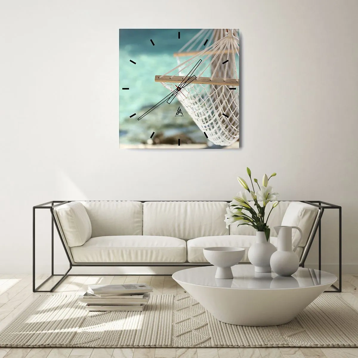 Ceas de perete - Ceas pe sticlă - Timp de relaxare - 40x40 cm