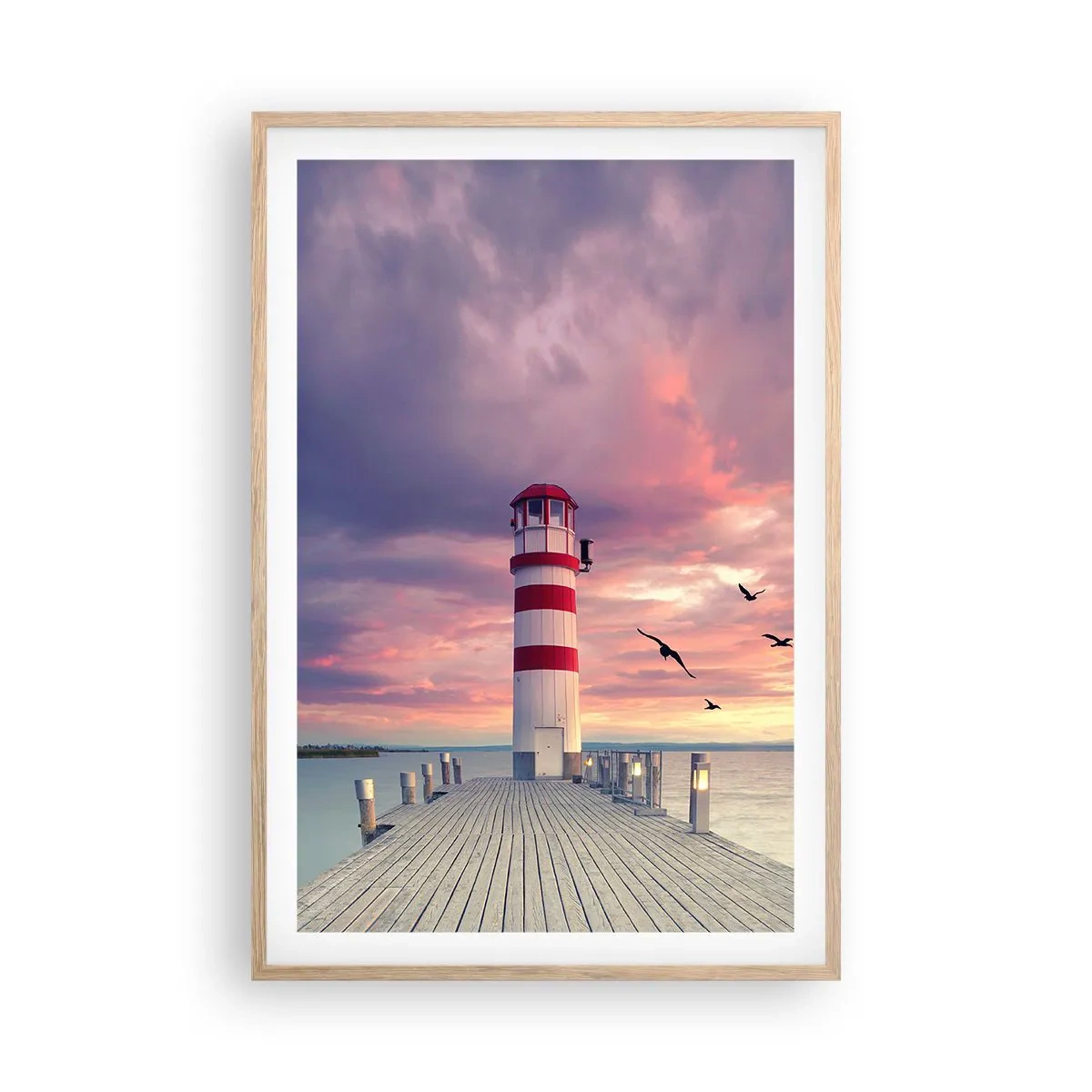 Poster în ramă de stejar deschis - Să ne întoarcem în port - 61x91 cm